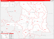 St. Landry County Wall Map Red Line Style